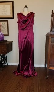 Repro 40s style gown heavy burgundy stretch satin